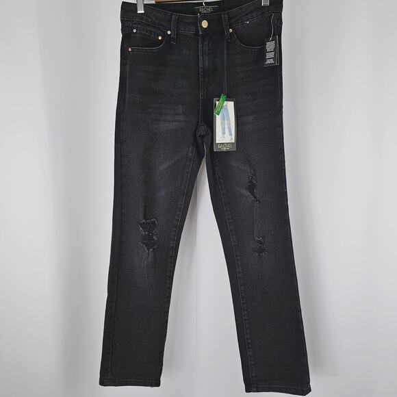 Rachel Roy Kindness Women's Black Mid-Rise Girlfriend Distressed Jeans Size 6/28 - Picture 5 of 16
